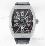 AB Factory V3 Copy Franck Muller Vanguard Classical Smoked Gray Dial Diamond-Pave Watch